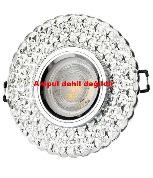CATA İpek Dekoratif Cam Spot Yuvarlak Kristal Krom 3w Efektli 4000K GU10 (Duy Ampul Hariç) - Resim 5