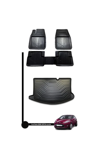Gold Oto Aksesuar Ford Fiesta 2009-2017 Oto Paspas Ve Bagaj Havuzu Double İkili Set