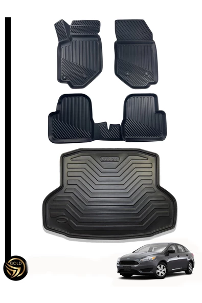 Black Gold Ford Focus 3 2010-2015 3D Havuzlu Paspas + İkili Set