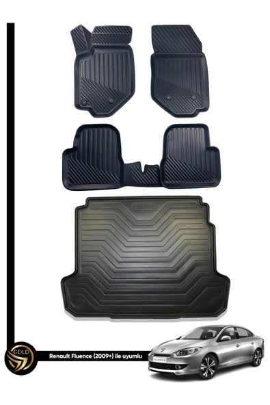 Black Gold Renault Fluence 3D Havuzlu Paspas + Bagaj Havuzu İkili Set