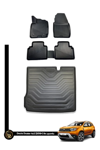 Black Gold Dacia Duster 4x2 3D Havuzlu Paspas + Bagaj Havuzu İkili Set