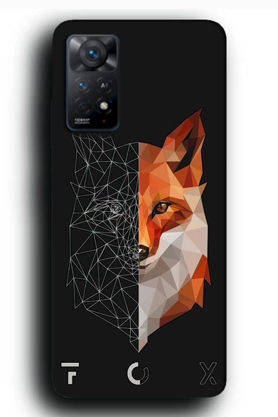 Xiaomi Redmi Note 11 Pro Uyumlu Lansman Telefon Kılıfı "Tilki Low Poly Sanat Stili Fox Zeka"