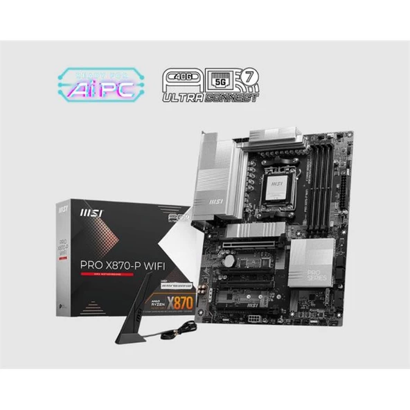 Msı Pro X870-P Wıfı Am5 Ddr5 8200Mhz(Oc) 3X M.2  Usb4 Hdmı 5G Lan Wıfı 7 Rgb Atx