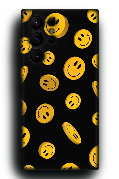 Galaxy S22 Ultra Uyumlu Lansman Telefon Kılıfı "Smiley Gülen Yüz 3D Emoji Desenli"