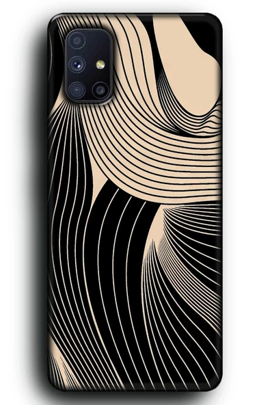 Galaxy M51 Uyumlu Lansman Telefon Kılıfı "Art Deco Dalgalar Desen Minimal Çizgi Line Art"