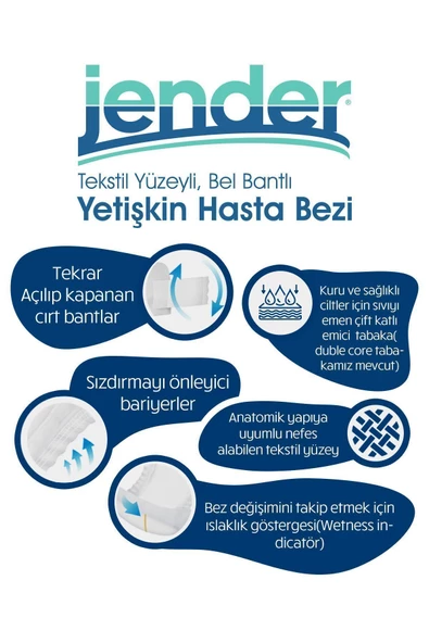 Jender Belbantlı Ekstra Büyük Boy XL 30'lu 4 Adet Hasta Bezi - Resim 2