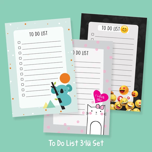 3 \' lü To Do List Set / Not Defteri / Bloknot ST37