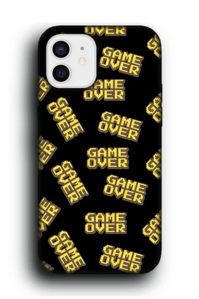 iPhone 12 Uyumlu Lansman Telefon Kılıfı "Game Over Oyuncu Gamer Arcade Desenli"