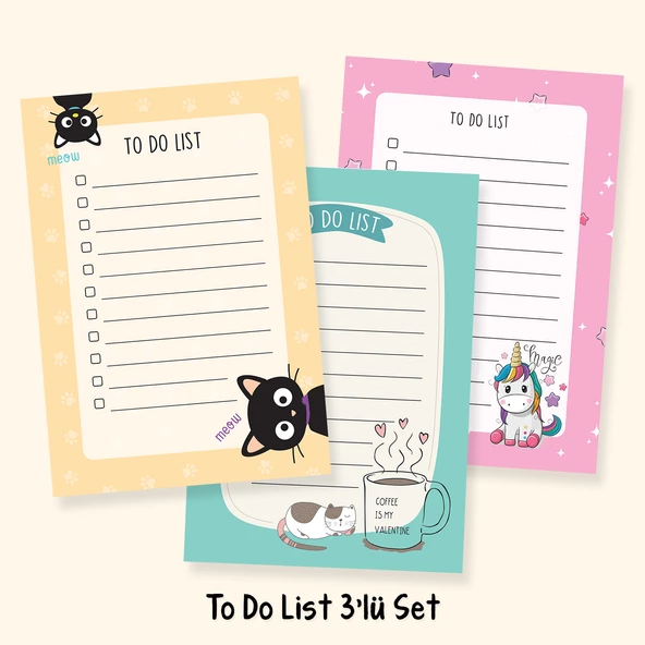 3\' lü To Do List Set / Not Defteri / Bloknot ST36