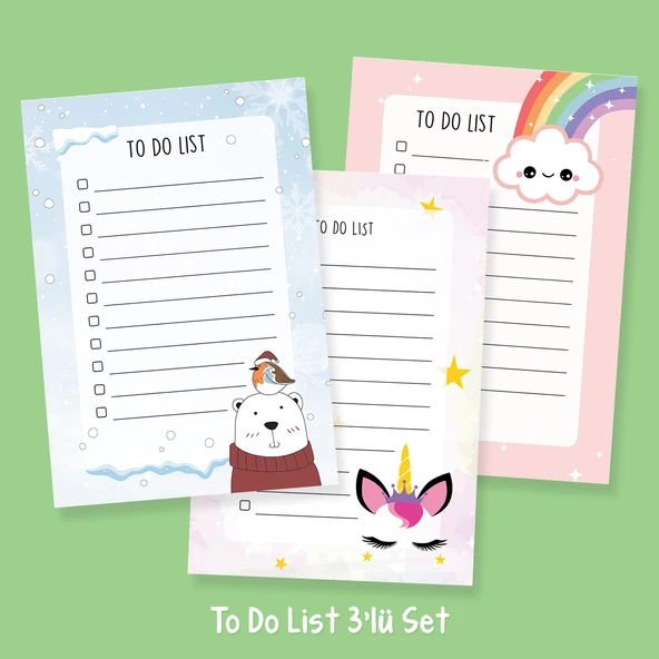 3 \' lü To Do List Set / Not Defteri / Bloknot ST33