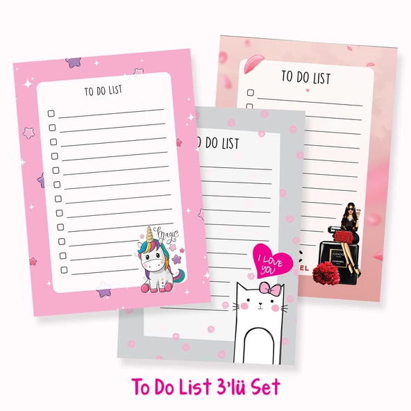 3 \' lü To Do List Set / Not Defteri / Bloknot ST32