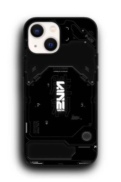 iPhone 13 Mini Uyumlu Lansman Telefon Kılıfı "Siyah Cyberpunk Goth Techwear Dark Blackout"