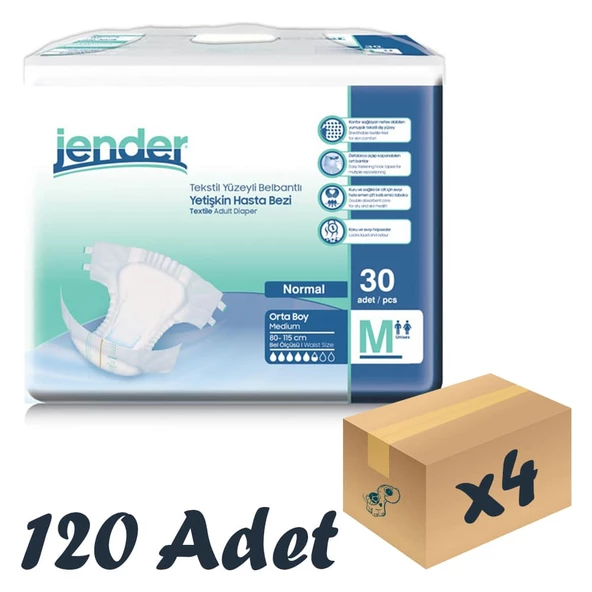 Jender Belbantlı Orta Boy M 30'lu 4 Adet Hasta Bezi