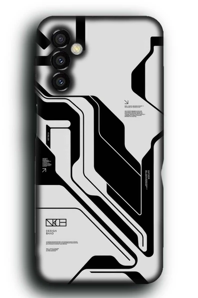 Samsung Galaxy M23 Uyumlu Lansman Telefon Kılıfı "Siyah Beyaz Cyberpunk Modern Techwear Dark"