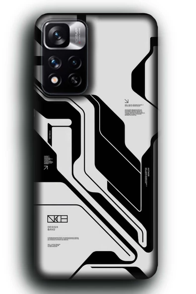 Redmi Note 11 Pro Plus 5G Uyumlu Lansman Telefon Kılıfı "Siyah Beyaz Cyberpunk Modern Techwear Dark"