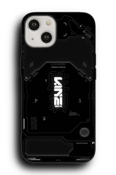 iPhone 14 Uyumlu Lansman Telefon Kılıfı "Siyah Cyberpunk Goth Techwear Dark Blackout"