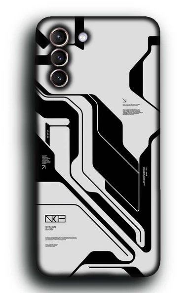 Galaxy S21 Plus Uyumlu Lansman Telefon Kılıfı "Siyah Beyaz Cyberpunk Modern Techwear Dark"