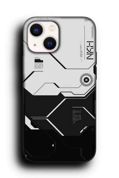 iPhone 11 Uyumlu Lansman Telefon Kılıfı "Cyberpunk Siyah Beyaz Scifi Techwear"