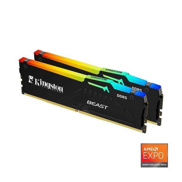 Kingston Beast RGB Expo 64GB DDR5 6000MHz CL36 Masaüstü Performans Ram Kit (2x32GB)