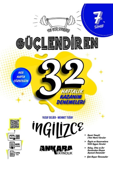 Ankara Yayıncılık 7.Sınıf Güçlendiren 32 Haftalık İngilizce Kazanım Denemeleri