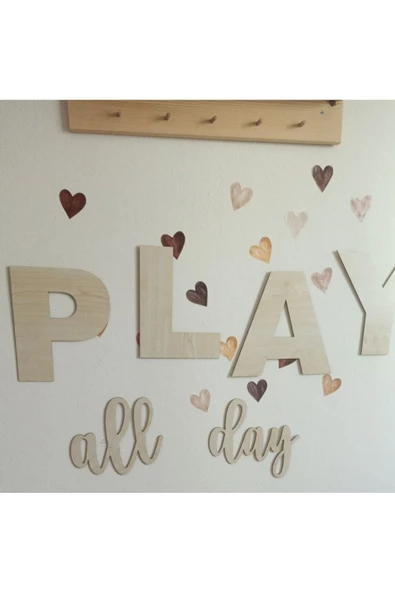 Play All Day Ahşap Yazı - 2