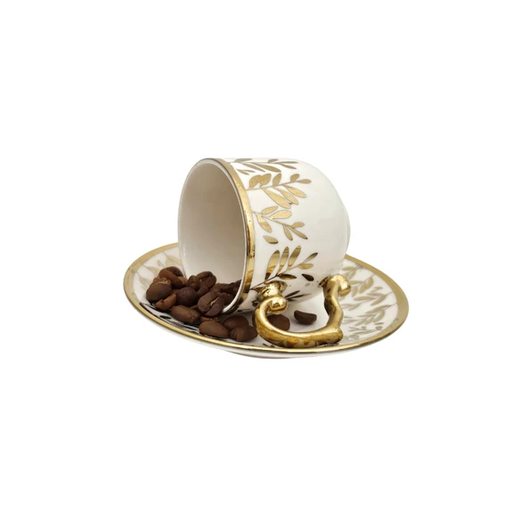 Sudedi Home Beyaz Gold Desenli Porselen 6 Kişilik Fincan Takımı YX-230140 - 2