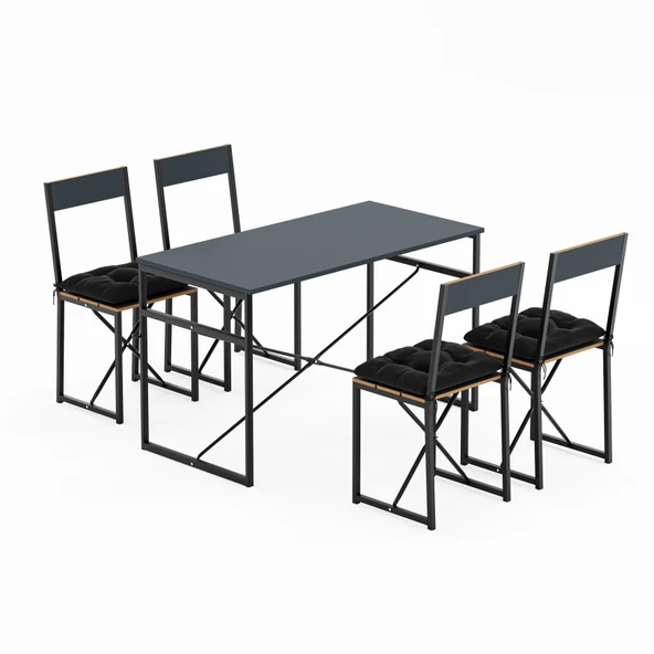 Eportatif Atlantik Minderli Mutfak Masası Yemek Masası Takımı Füme 1534 - 4