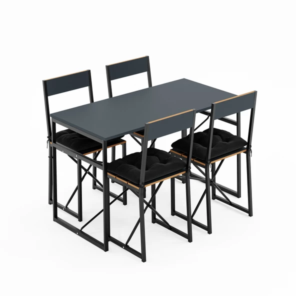 Eportatif Atlantik Minderli Mutfak Masası Yemek Masası Takımı Füme 1534 - 5