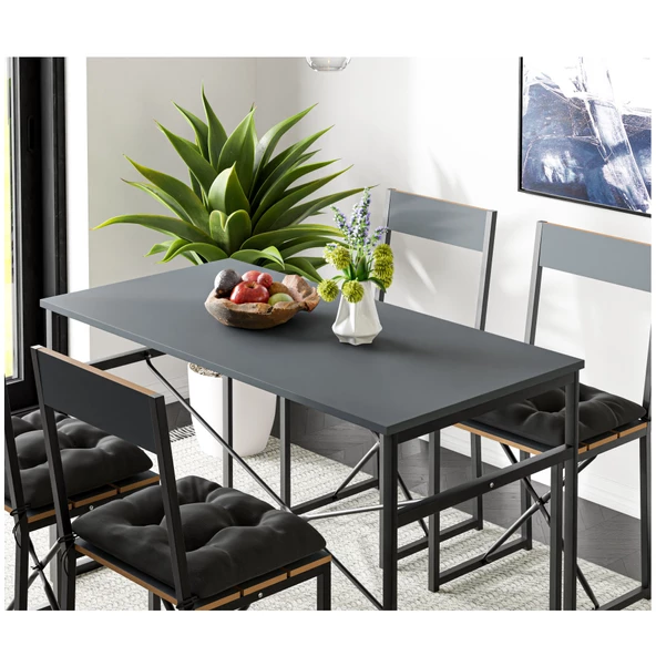 Eportatif Atlantik Minderli Mutfak Masası Yemek Masası Takımı Füme 1534 - 3