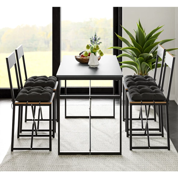 Eportatif Atlantik Minderli Mutfak Masası Yemek Masası Takımı Füme 1534 - 2