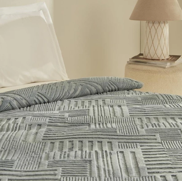 Karaca Home Rita Mavi Çift Kişilik Emboss Battaniye - 4