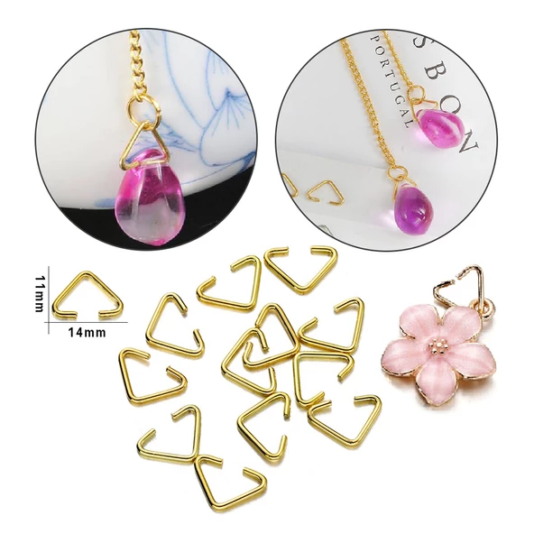 Anahtarlık Montaj Halkası Üçgen Takı Bağlantı Halkası 14x11 MM (100 Adet)  Gold - 3