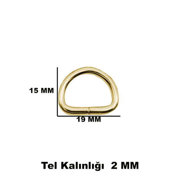 Anahtarlık Montaj Halkası D Çanta Bağlantı Halkası 19x15 MM (100 Adet)  Gold - 3