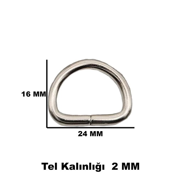 Anahtarlık Montaj Halkası D Çanta Bağlantı Halkası 24x16 MM (100 Adet) Gümüş - 4