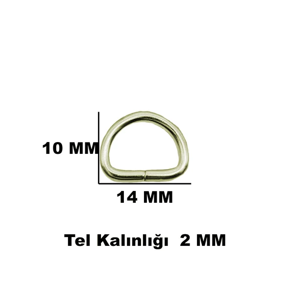 Anahtarlık Montaj Halkası D Çanta Bağlantı Halkası 14x10 MM (1000 Adet)  Gold - 3