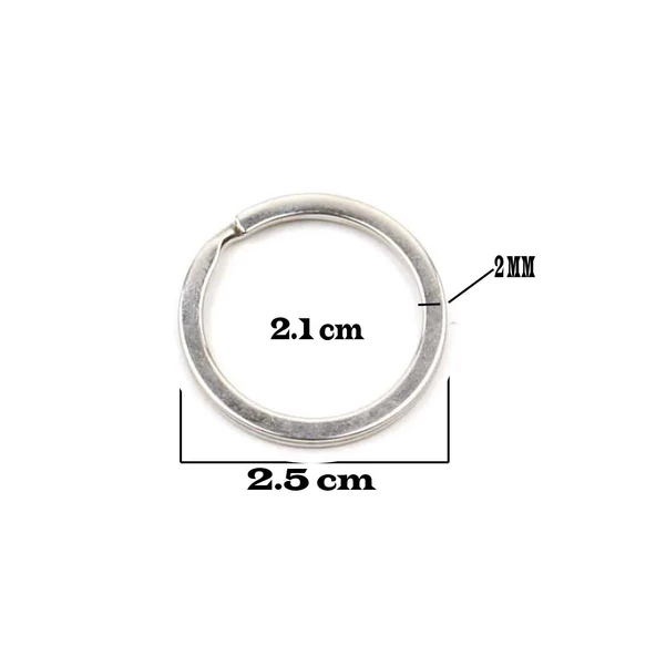 Zincirsiz Boş  Yassı Model Anahtarlık Halkası  2.5 CM (50 Adet)  Gümüş - Resim 2