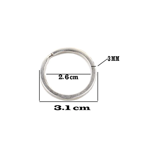 Zincirsiz Boş Yassı Model Anahtarlık Halkası  3.1 CM (50 Adet)  Gümüş - 2
