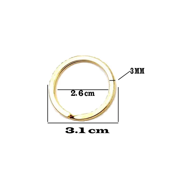 Zincirsiz Boş Yassı Model Anahtarlık Halkası  3.1 CM (50 Adet)  Gold - 2