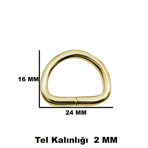 Anahtarlık Montaj Halkası D Çanta Bağlantı Halkası 24x16 MM (100 Adet)  Gold - 3