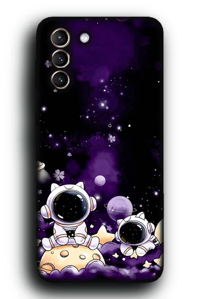 Galaxy S21 Plus Uyumlu Lansman Telefon Kılıfı "Astronot Mor Gezegen Yıldızlar İniş Astro"