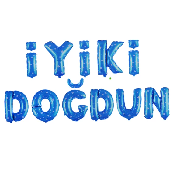 İyiki Doğdun Folyo Balon Pembe / Mavi  Mavi