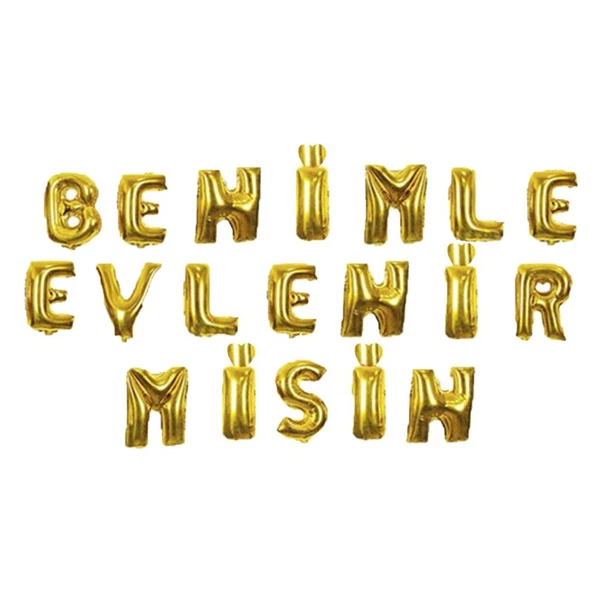 Folyo Balon Benimle Evlenirmisin  Yazısı  40 CM  Altın