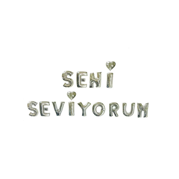 Folyo Balon Seni Seviyorum Set 40 CM  Gümüş