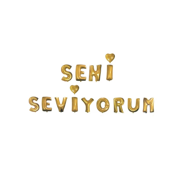Folyo Balon Seni Seviyorum Set 40 CM  Altın