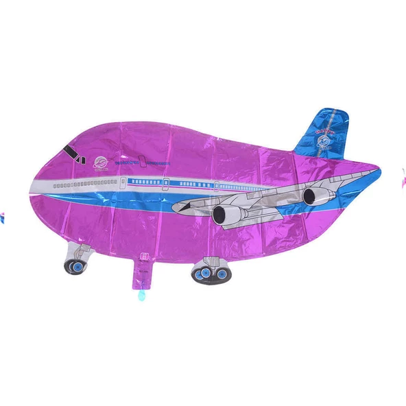 Uçak Folyo Balon Uçak Şeklinde Uçan Folyo Balon 80X33 CM  Pembe - 1