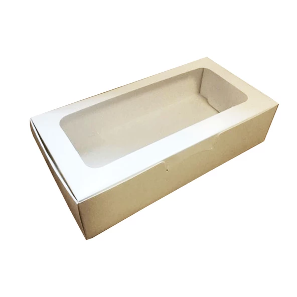 Pencereli Karton Kutu Düz Renk 20X10X5 CM  (10 Adet) Beyaz