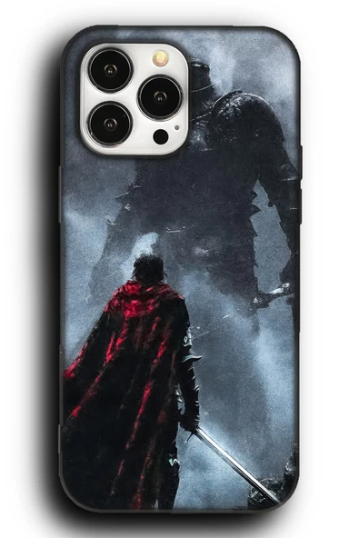 iPhone 13 Pro Max Uyumlu Lansman Telefon Kılıfı "Kızıl Pelerin Savaşçı Souls Dark Fantasy Boss"