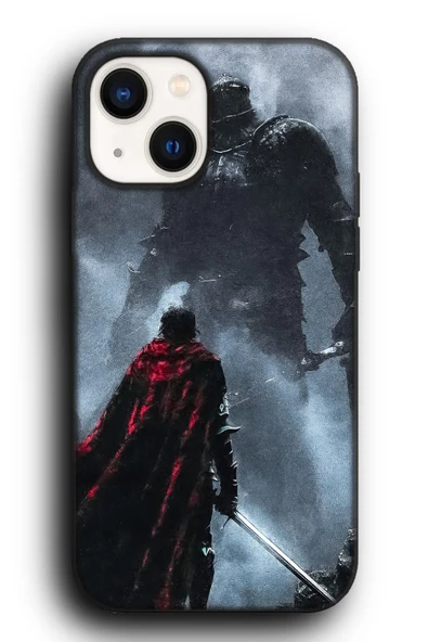 iPhone 14 Plus Uyumlu Lansman Telefon Kılıfı "Kızıl Pelerin Savaşçı Souls Dark Fantasy Boss"