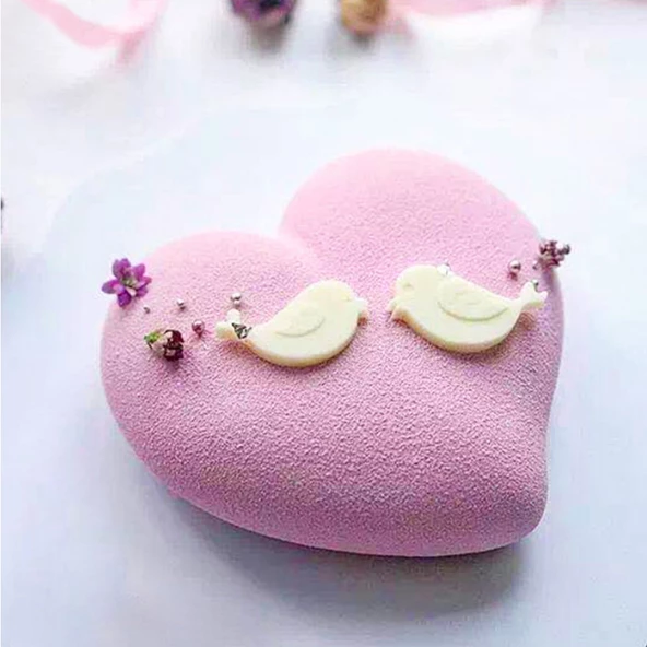 Silikon Kek Kalıp Çikolata Bombeli Desenli Kalp Kalıbı Mum Şeker Ham. Taş Tozu Kalıbı 8 Li - Resim 6