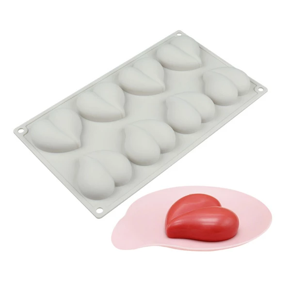 Silikon Kek Kalıp Çikolata Bombeli Desenli Kalp Kalıbı Mum Şeker Ham. Taş Tozu Kalıbı 8 Li - Resim 5